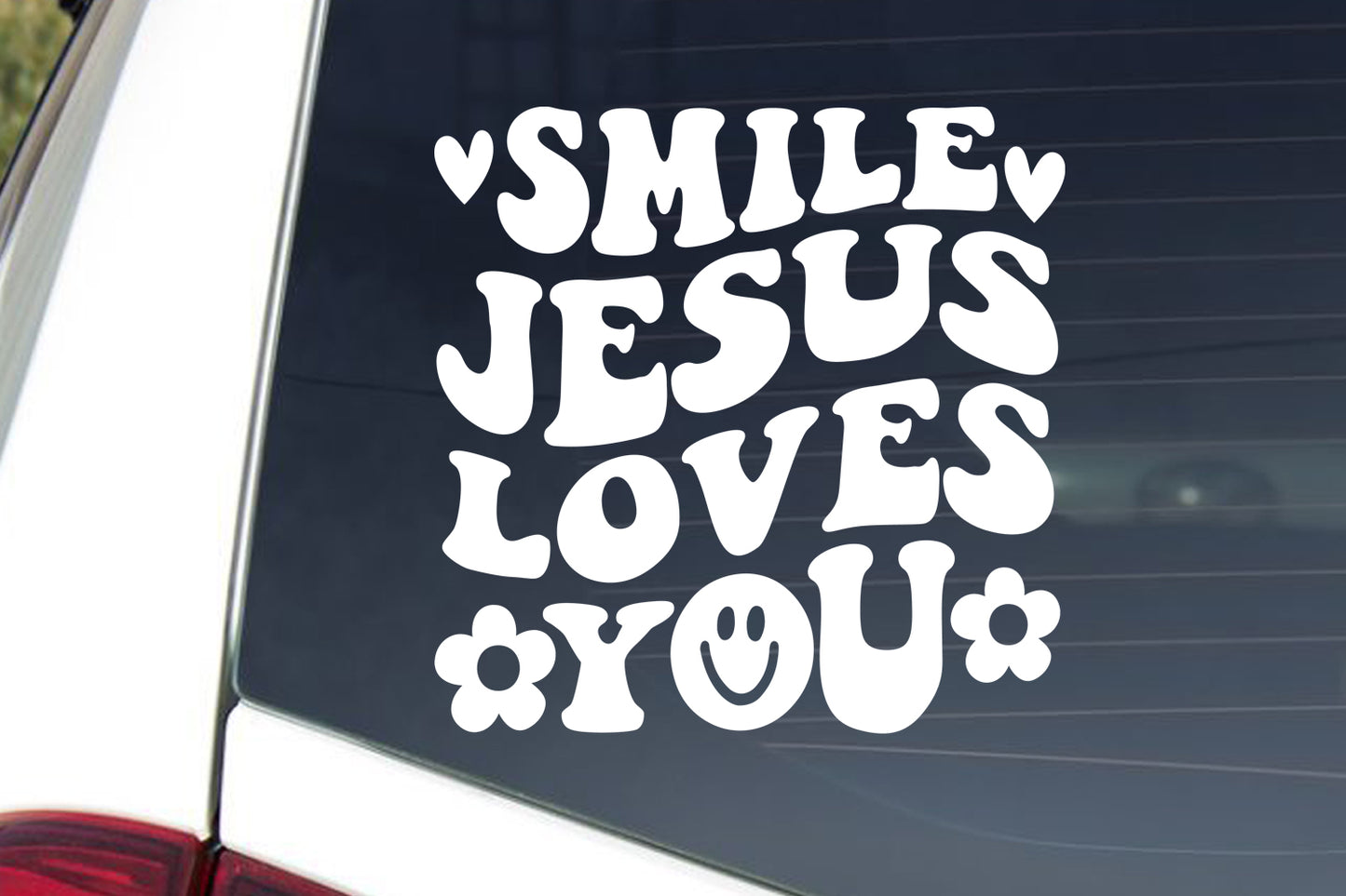 Smile Jesus Loves You Car Decal