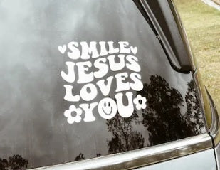 Smile Jesus Loves You Car Decal